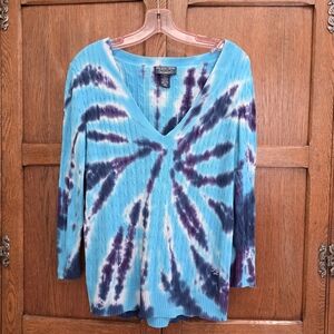 #092 POLO JEANS | Blue Tie Dye Cable Knit Sweater - LArge 21 27
